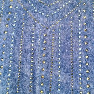 T Party Fashion Blue Tank Top with Gold Accents